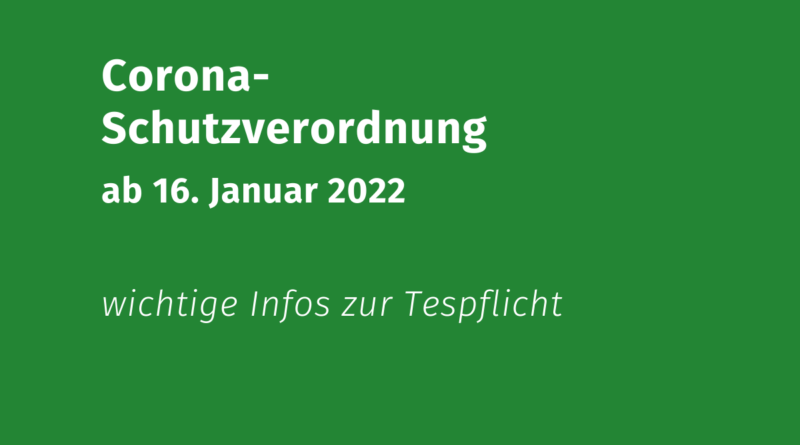 Corona-Schutzverordnung ab16.01.2022 VMB NRW Volksmusikerbund NRW Testpflicht
